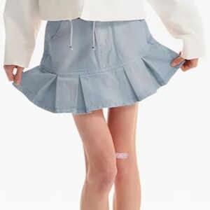 Kirsh - Cherry Pleated Denim Skirt